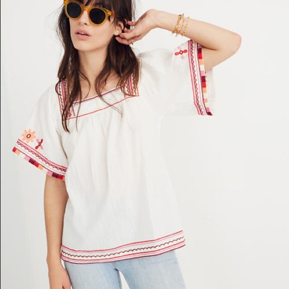 NWT madewell Embroidered Sandblossom Top